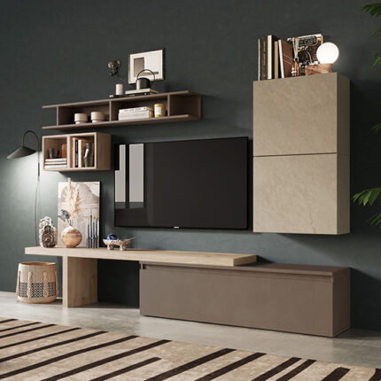 Abia Wooden Entertainment Unit In Clay Bronze And Cadiz