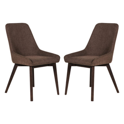 Acton Brown Fabric Dining Chairs In Pair