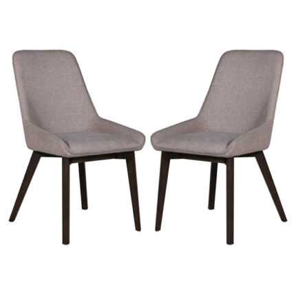 Acton Latte Fabric Dining Chairs In Pair