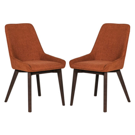 Acton Rust Fabric Dining Chairs In Pair