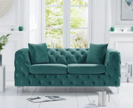 Alara Green Velvet 2 Seater Sofa