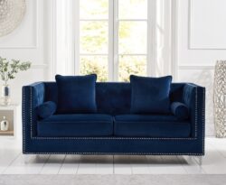 Amelie Blue Velvet 3 Seater Sofa