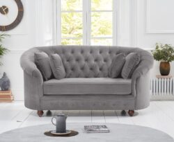 Apsley Chesterfield Grey Velvet 2 Seater Sofa