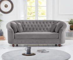 Apsley Chesterfield Grey Velvet 3 Seater Sofa