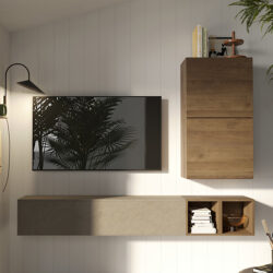 Aria Wall Hung Wooden Entertainment Unit In Clay And Mercure