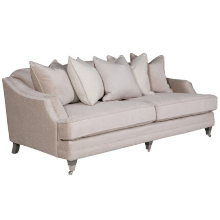 Belvedere Velvet 4 Seater Sofa In Mink With 5 Scatter Cushions