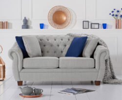 Eva Chesterfield Grey Linen Fabric 2 Seater Sofa