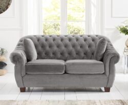 Eva Chesterfield Light Grey Velvet 2 Seater Sofa