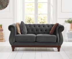 Harrow Chesterfield Dark Grey Velvet 2 Seater Sofa