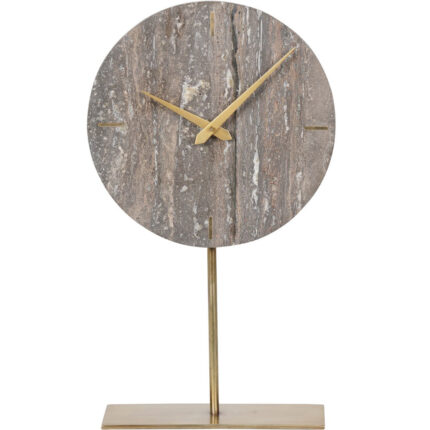 Libra Interiors Dark Travertine Mantle Clock on Stand