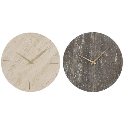 Libra Interiors Dark Travertine Marble Wall Clock