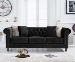 Westminster Chesterfield Black Velvet 3 Seater Sofa