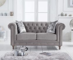 Westminster Chesterfield Light Grey Velvet 2 Seater Sofa