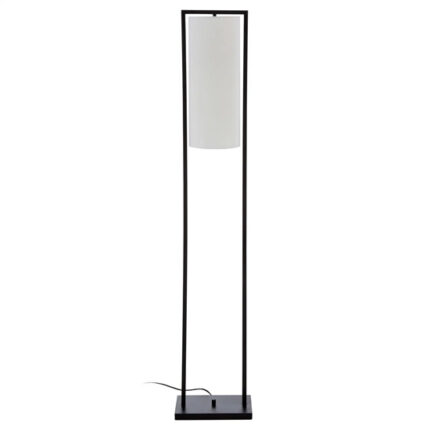 Anzio White Linen Shade Floor Lamp With Black Metal Frame