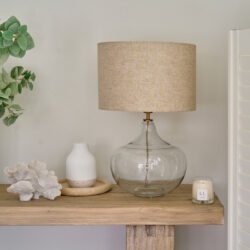 Luz Glass Table Lamp with Natural Shade