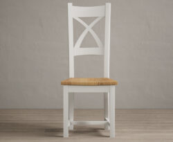 Painted Chalk White X Back Dining Chairs with Oak Seat Pad