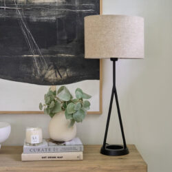 Zia Black Table Lamp with Natural Shade