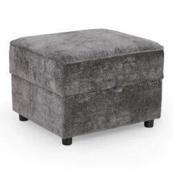 Accra Velvet Footstool In Grey With Solid Wood Frame