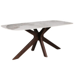 Adria Ceramic Dining Table Rectangular With Brown Legs
