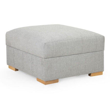 Berla Fabric Footstool In Silver With Wooden Legs