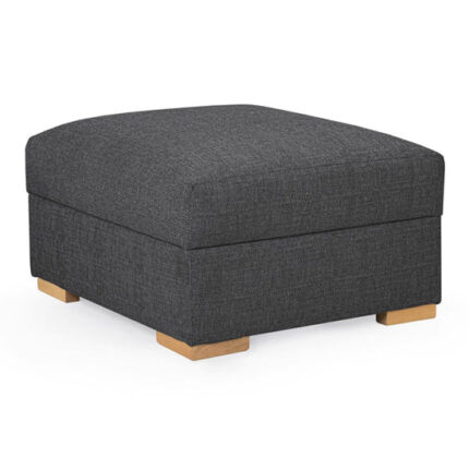 Berla Fabric Footstool In Slate With Wooden Legs