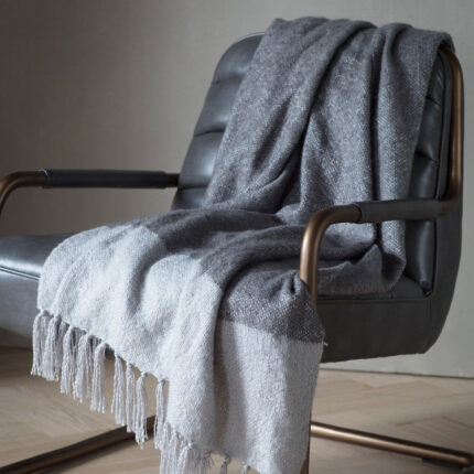 Gallery Interiors Tonal Mohair Throw Slate & Silver
