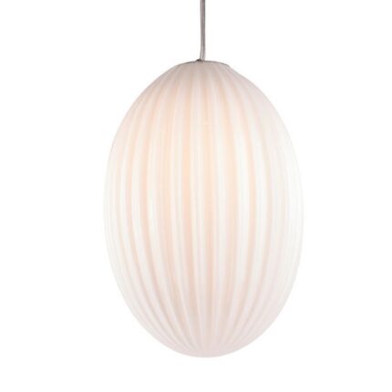 Leitmotiv Oval Large Glass Pendant Lamp in Opal White