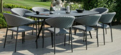 Maze Pebble 8 Seat Oval Outdoor Dining Set in Flannel