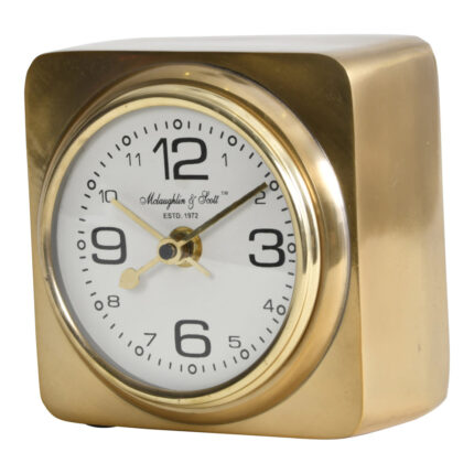 Libra Luxurious Glamour Collection - Thompson Solid Aluminium Gold Square Carriage Mantel Clock