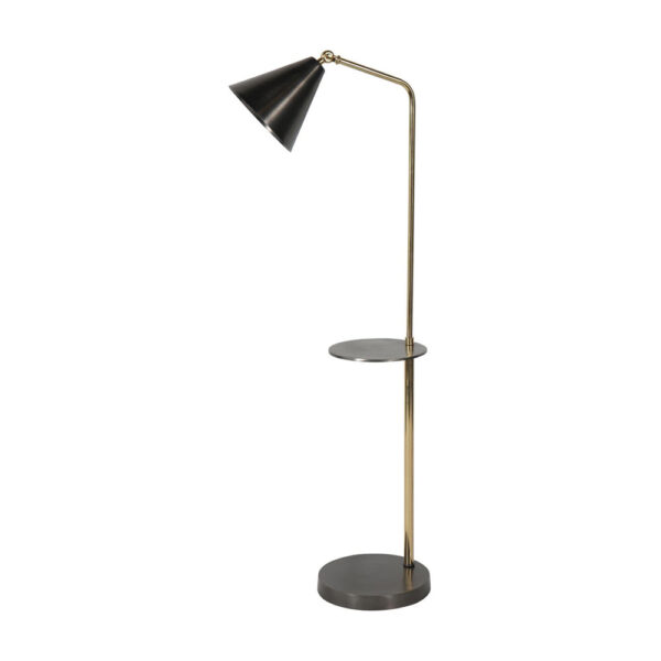Libra Urban Botanic Collection - Amelie Brushed Floor Lamp with Table in Satin Grey & Brass