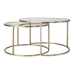 Light & Living Set of 2 Duarte Coffee Tables in Champagne Gold
