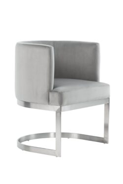 Lasco Dining Chair - Dove Grey - Brushed Stainless Steel Base