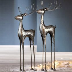 Akron Metal Deer Knut Sculpture In Antique Silver