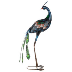 Akron Metal Peacock Sculpture Large In Blue And Green