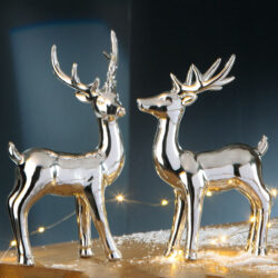 Allen Porcelain Deer Standing Sculpture In Silver