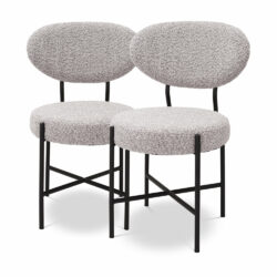Eichholtz Set of 2 Vicq Dining Chair in Bouclé Grey