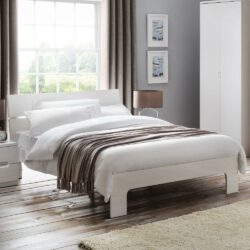 Manhattan - King Size White Gloss Wooden Bed Frame - 5ft - Happy Beds