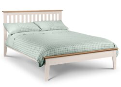 Salerno - Ivory White and Oak Finish Wooden Bed Frame - 5ft King Size - Happy Beds