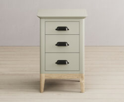 Ancona Oak and Soft Green Painted 3 Drawer Bedside Table
