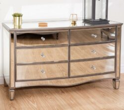 Elysee - Mirrored 6 Drawer Wide Chest - Mirror - Glass - Happy Beds