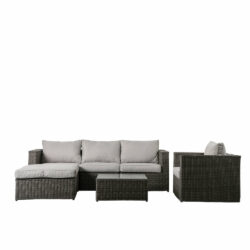 Gallery Outdoor Mileva Chaise 3 Seater Sofa and Chair Set in Grey - Discontinued
