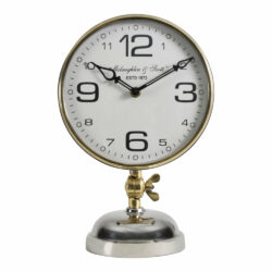Libra Midnight Mayfair Collection - Stollard Silver Nickel Mantel Clock With Gold Angle Adjuster And Detail