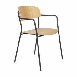 Olivia's Nordic Living Collection Set of 2 Holen Dining chair with Arms in Black & Wood