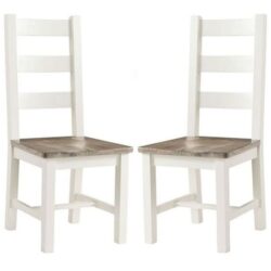 Alaya Ladderback Style Dining Chair In Stone White In A Pair