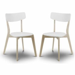 Calah Dining Chairs In White With Oak Effect Legs In A Pair