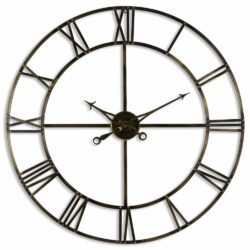Hill Interiors Large Antique Skeleton Clock in Brass
