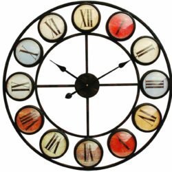 Libra Urban Botanic Collection - Smarty Iron Clock Roman Numerals Domed Glass Coloured