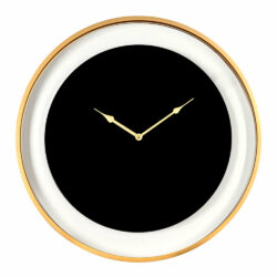 Libra Urban Botanic Collection - Telford Black Round Wall Clock With Matt Gold Detail