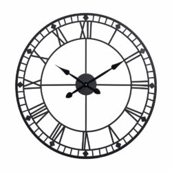 Olivia's Donnie Metal Round Skeleton Wall Clock in Black