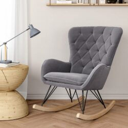 103cm Velvet Rocking Chair Padded Seat for Living Room